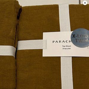 Set of Parachute Sheets-fitted and flat/top sheet twin, XL in ochre clay color